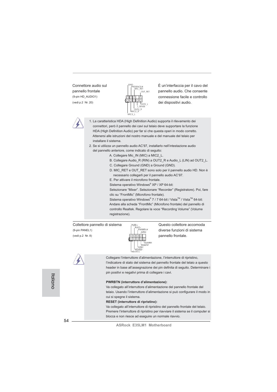Italiano | ASRock E35LM1 User Manual | Page 54 / 119