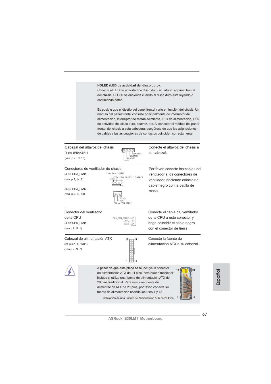 Español | ASRock E35LM1 User Manual | Page 67 / 119