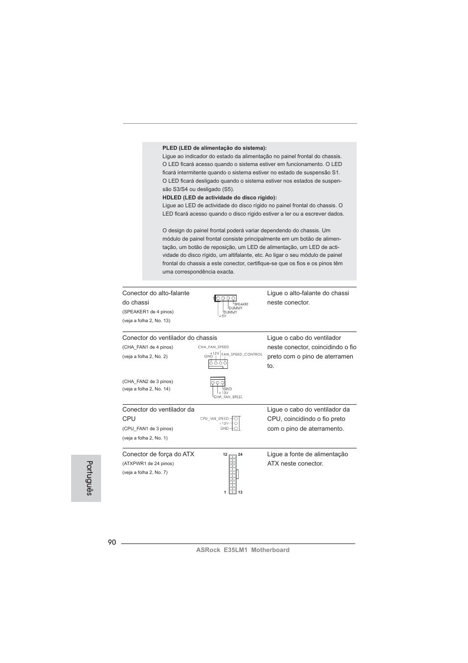 Po rtuguês | ASRock E35LM1 User Manual | Page 90 / 119