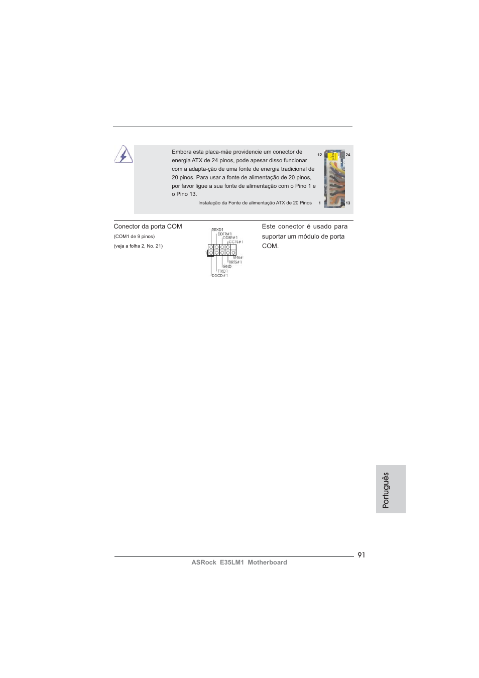 Po rtuguês | ASRock E35LM1 User Manual | Page 91 / 119