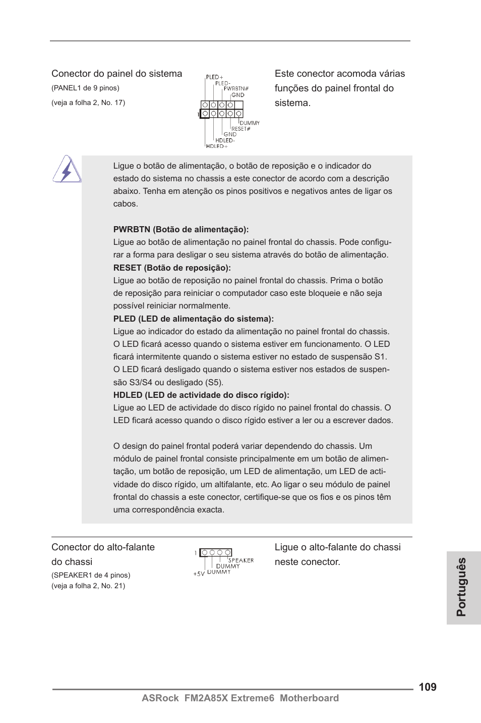 Português | ASRock FM2A85X Extreme6 User Manual | Page 109 / 186