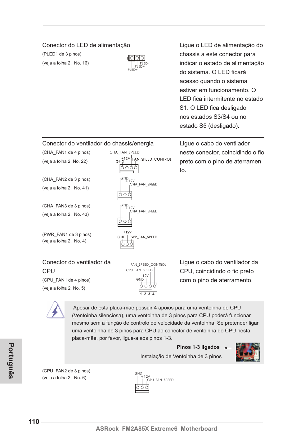 Português | ASRock FM2A85X Extreme6 User Manual | Page 110 / 186
