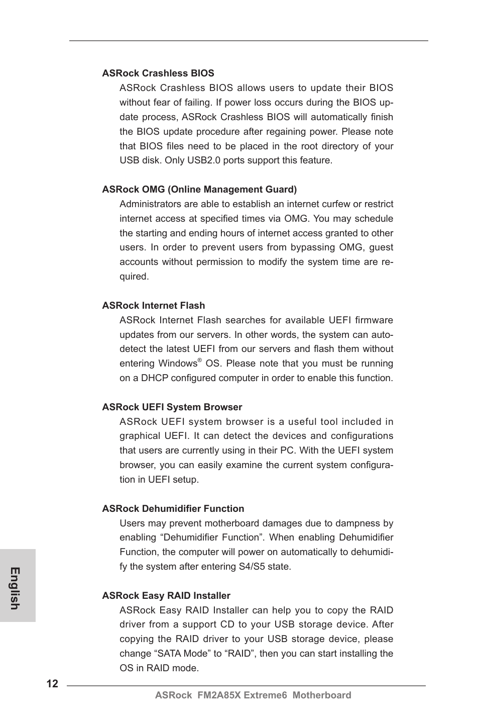 English | ASRock FM2A85X Extreme6 User Manual | Page 12 / 186