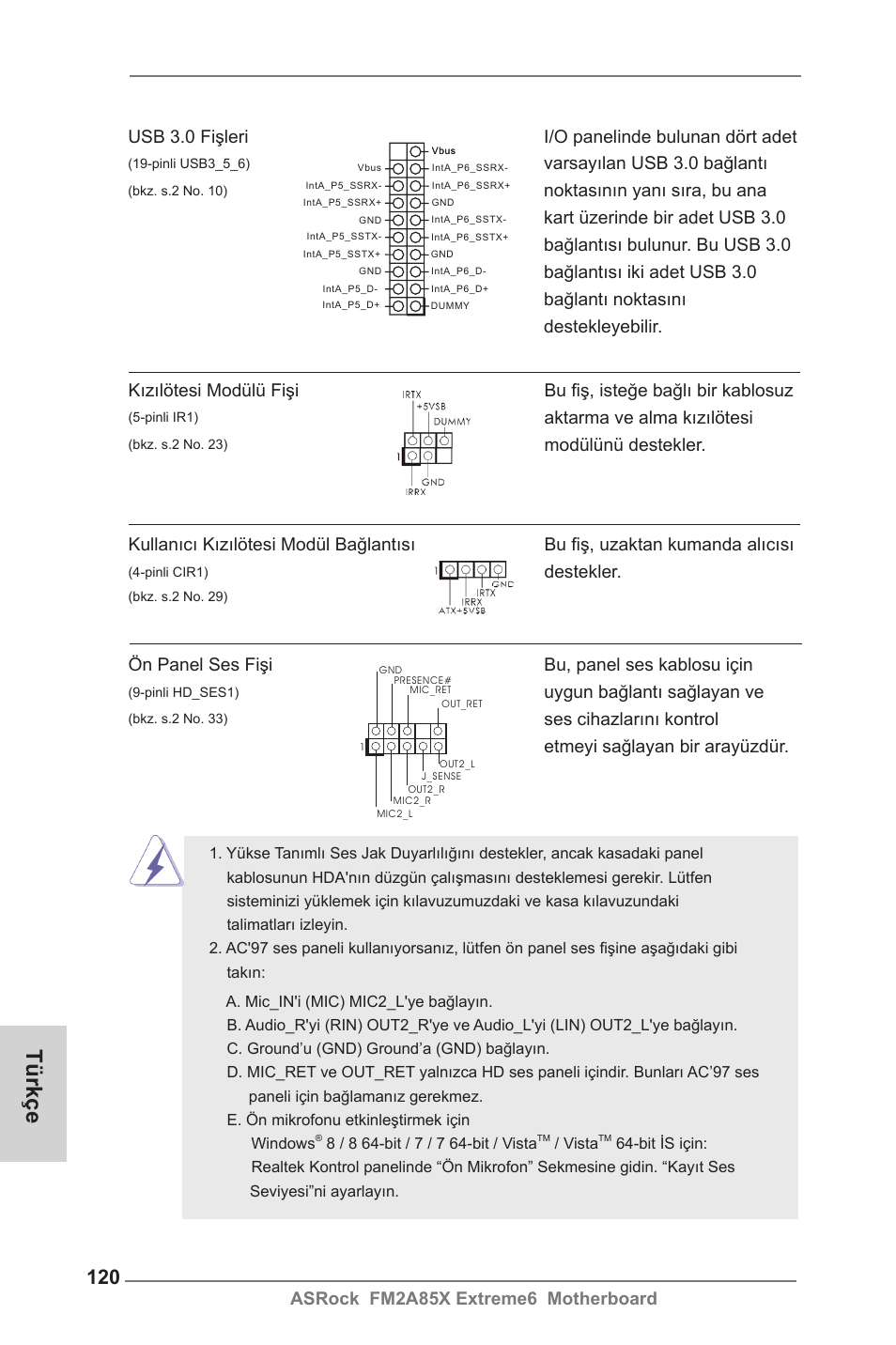 Türkçe | ASRock FM2A85X Extreme6 User Manual | Page 120 / 186