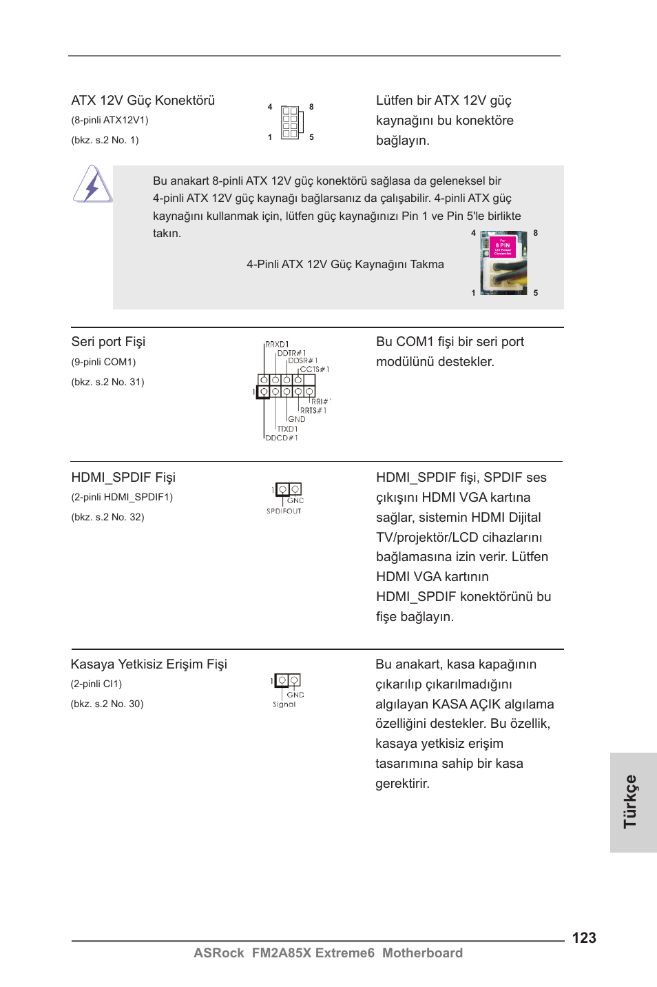 Türkçe | ASRock FM2A85X Extreme6 User Manual | Page 123 / 186