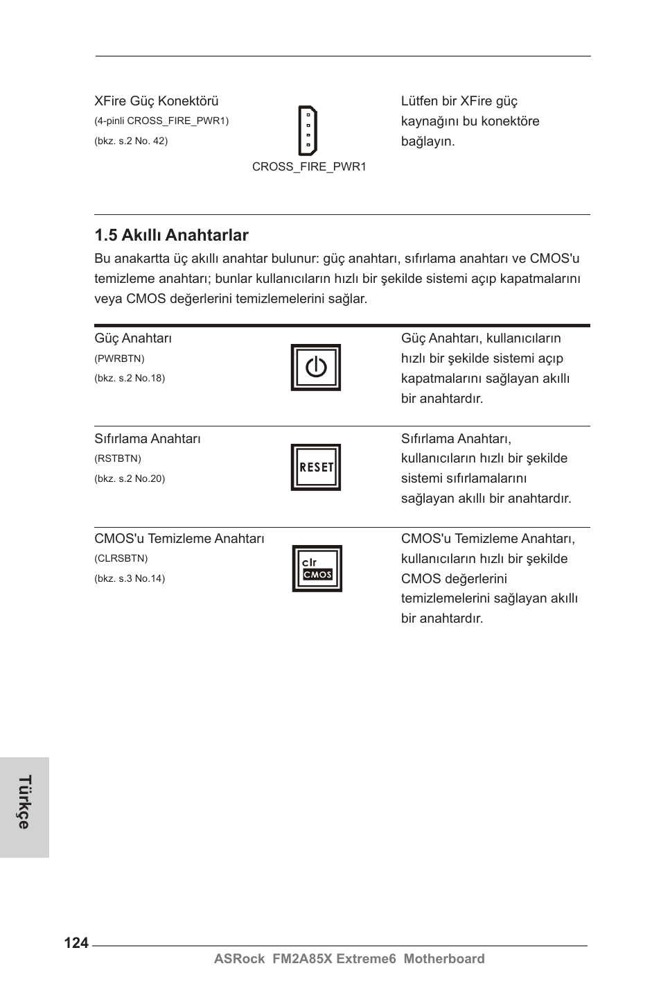 5 akıllı anahtarlar, Türkçe | ASRock FM2A85X Extreme6 User Manual | Page 124 / 186