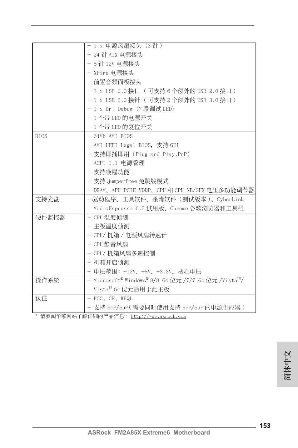 簡體中文 | ASRock FM2A85X Extreme6 User Manual | Page 153 / 186