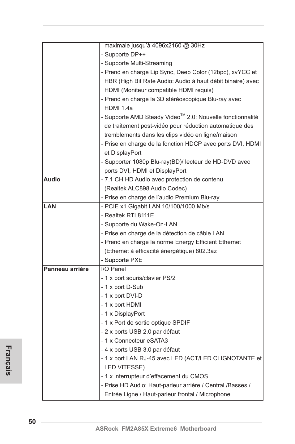 Français | ASRock FM2A85X Extreme6 User Manual | Page 50 / 186