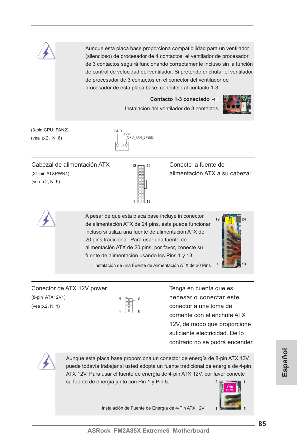 Español | ASRock FM2A85X Extreme6 User Manual | Page 85 / 186