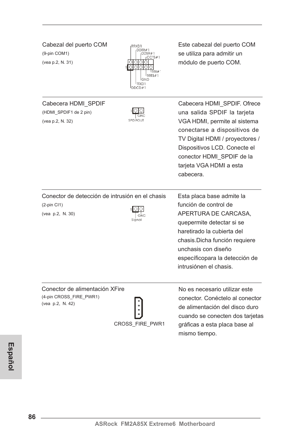 Español | ASRock FM2A85X Extreme6 User Manual | Page 86 / 186