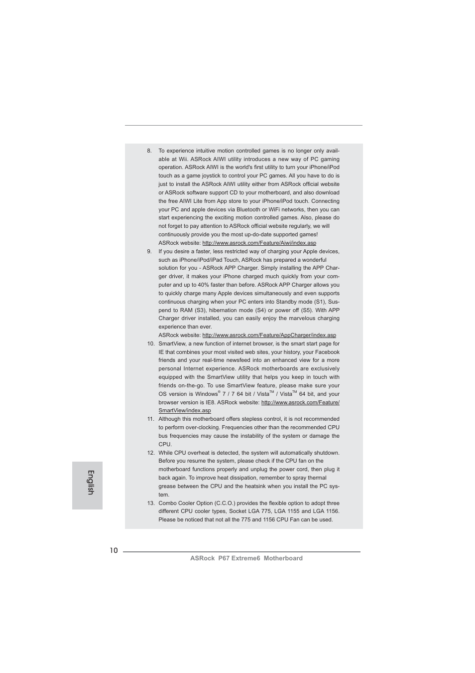 English | ASRock P67 Extreme6 User Manual | Page 10 / 312