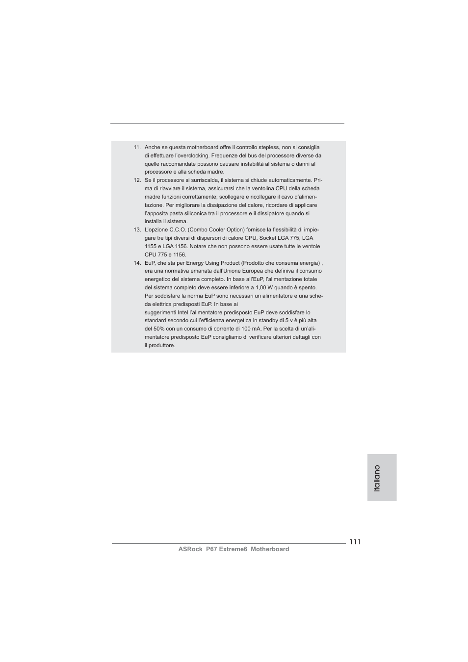 Italiano | ASRock P67 Extreme6 User Manual | Page 111 / 312