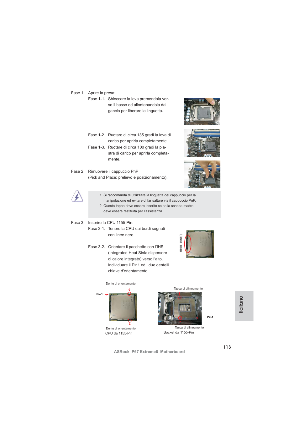 Italiano | ASRock P67 Extreme6 User Manual | Page 113 / 312