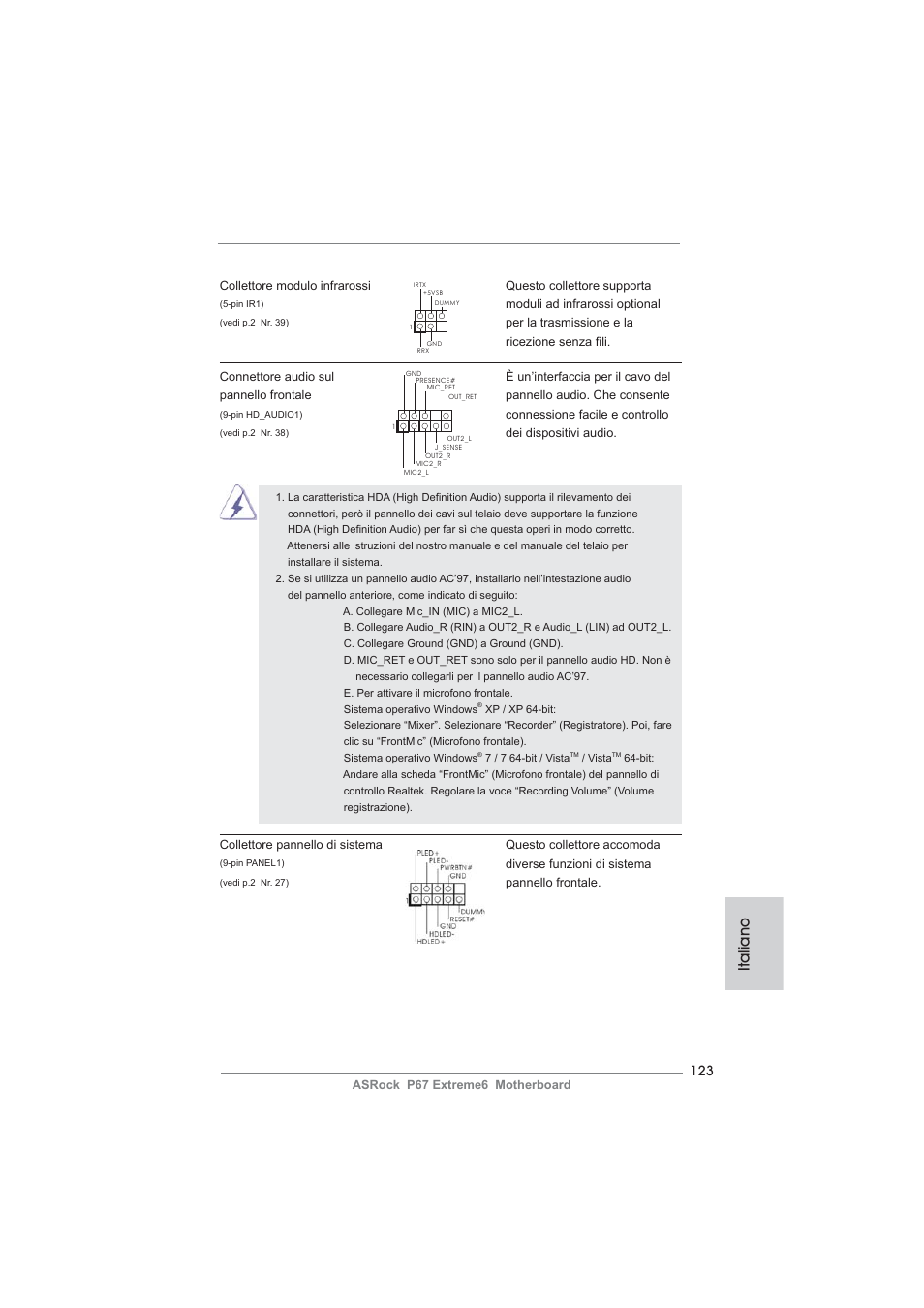 Italiano | ASRock P67 Extreme6 User Manual | Page 123 / 312