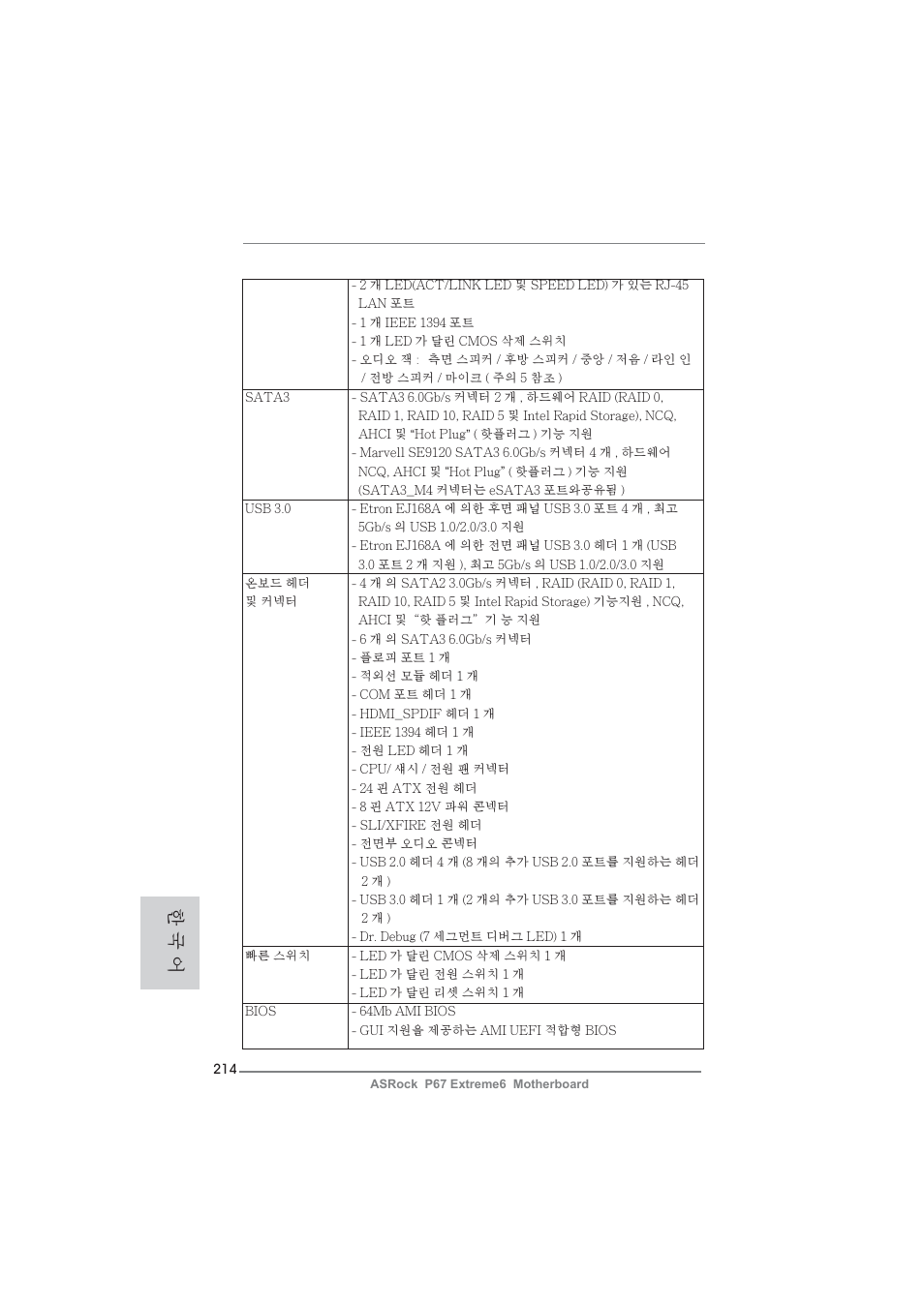 한 국 어 | ASRock P67 Extreme6 User Manual | Page 214 / 312