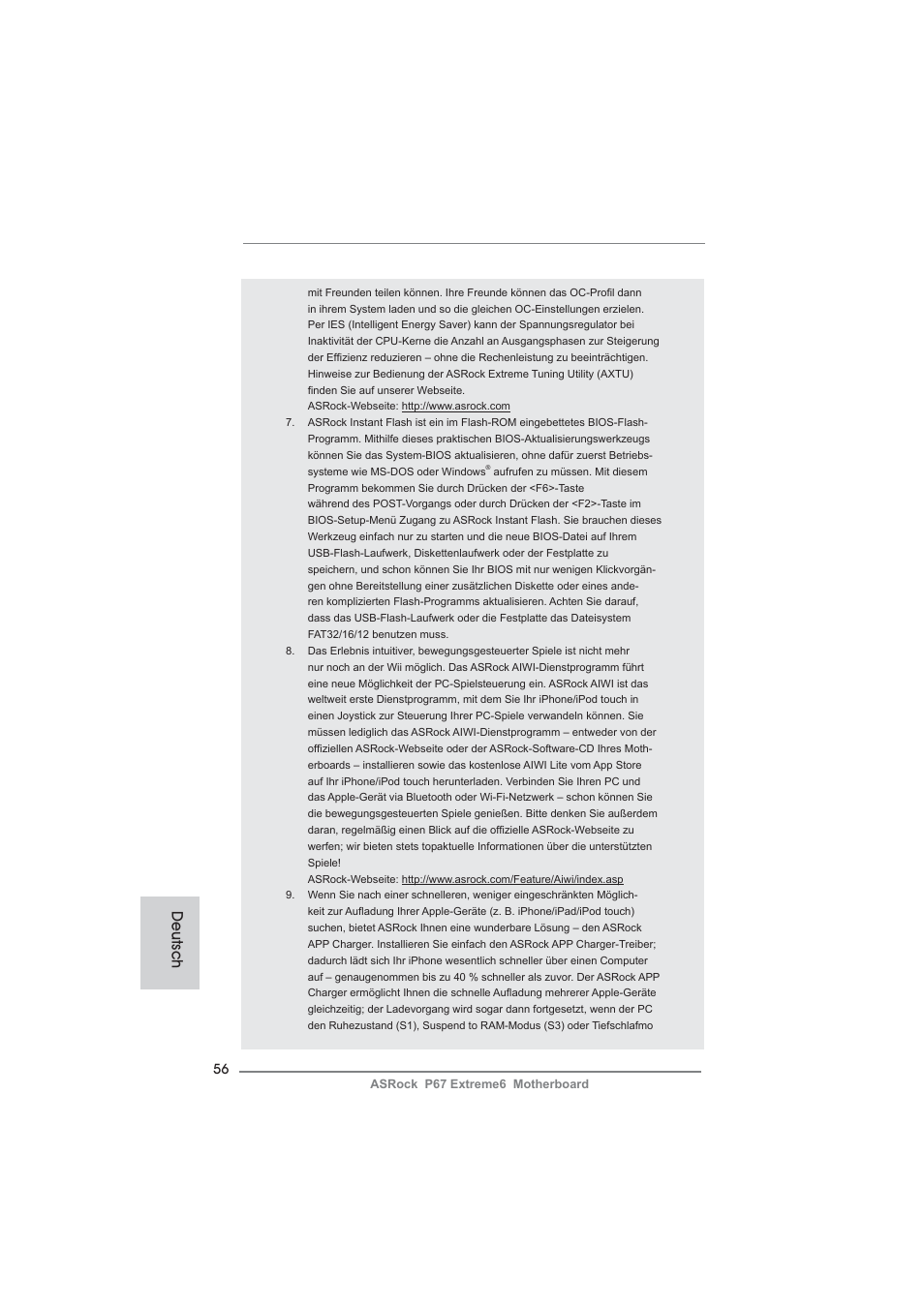 Deutsch | ASRock P67 Extreme6 User Manual | Page 56 / 312