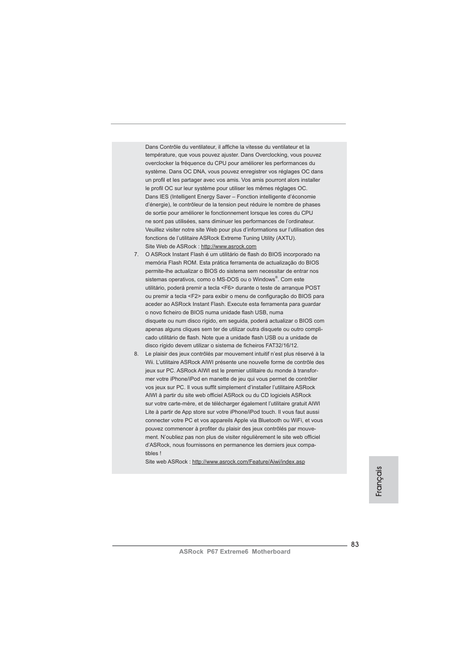 Français | ASRock P67 Extreme6 User Manual | Page 83 / 312