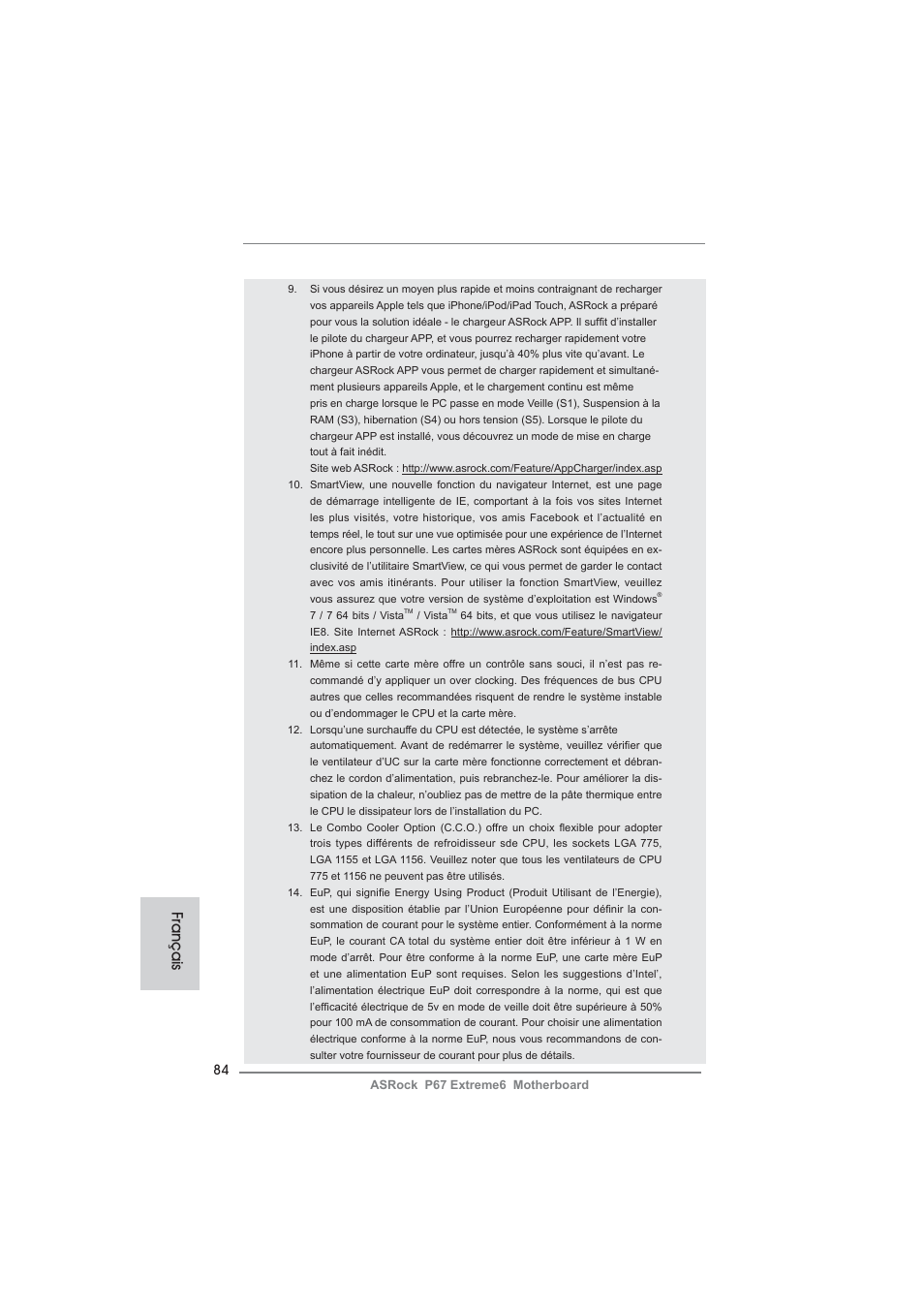 Français | ASRock P67 Extreme6 User Manual | Page 84 / 312
