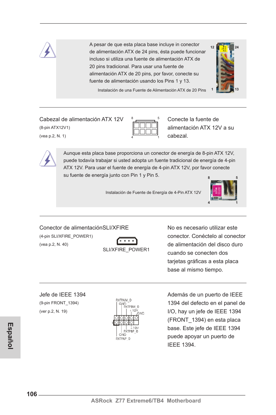 Español | ASRock Z77 Extreme6__TB4 User Manual | Page 106 / 206