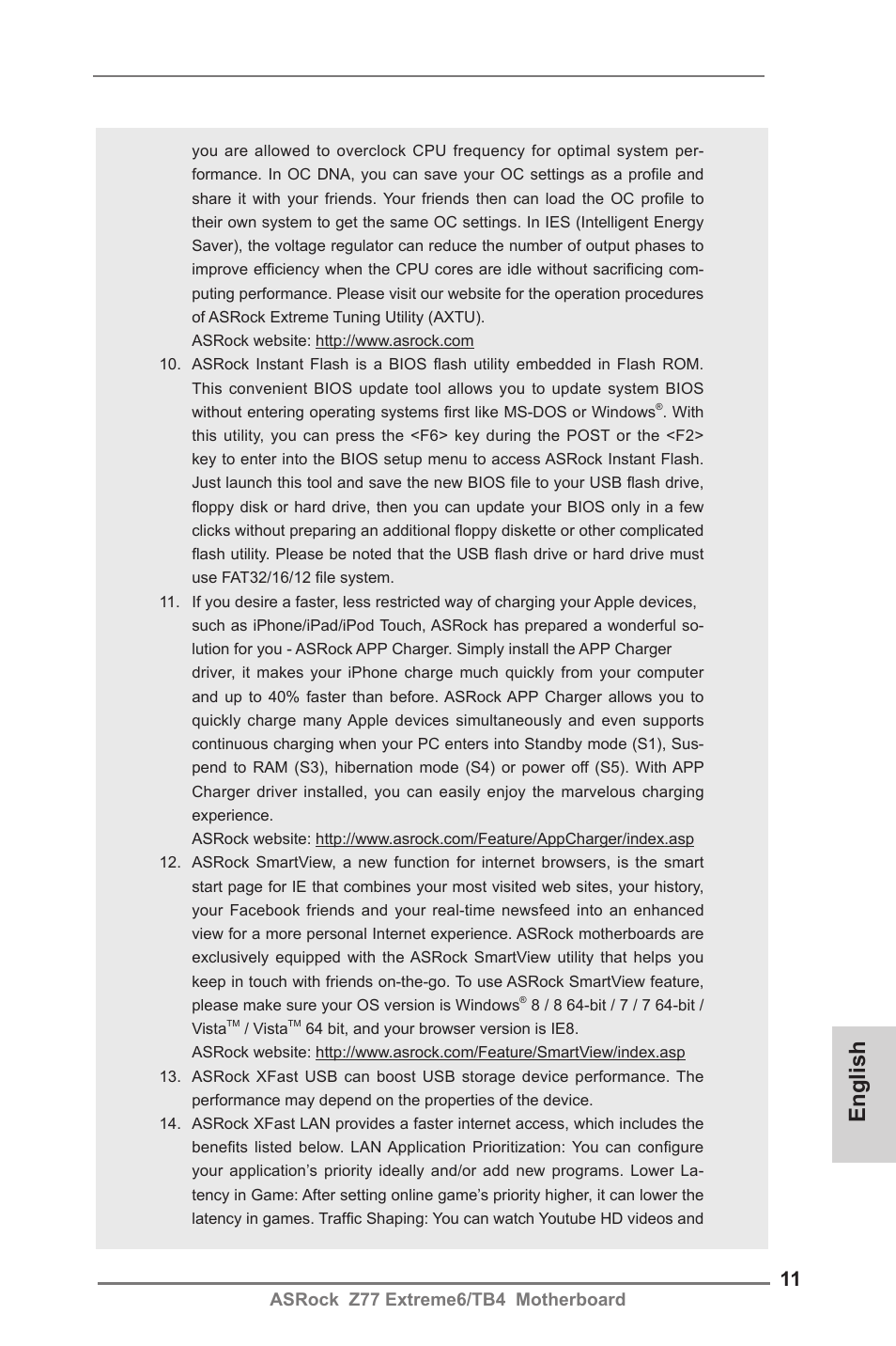English | ASRock Z77 Extreme6__TB4 User Manual | Page 11 / 206