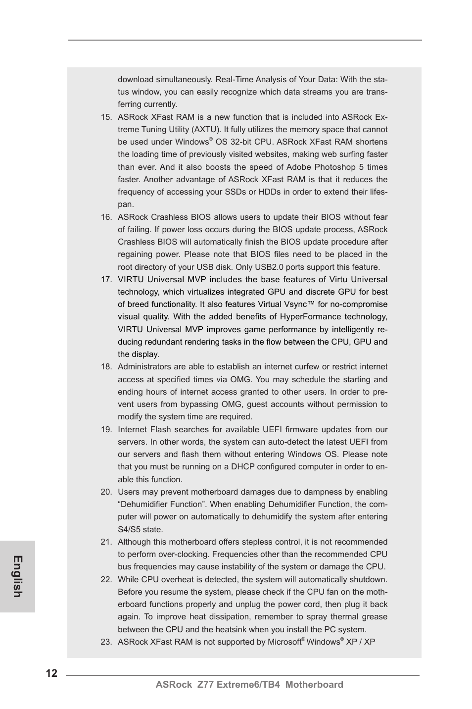 English | ASRock Z77 Extreme6__TB4 User Manual | Page 12 / 206