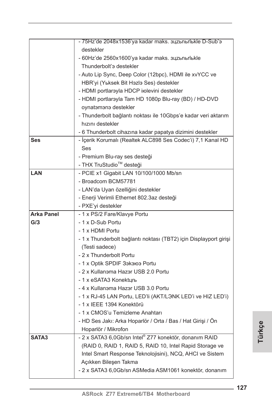 Türkçe | ASRock Z77 Extreme6__TB4 User Manual | Page 127 / 206