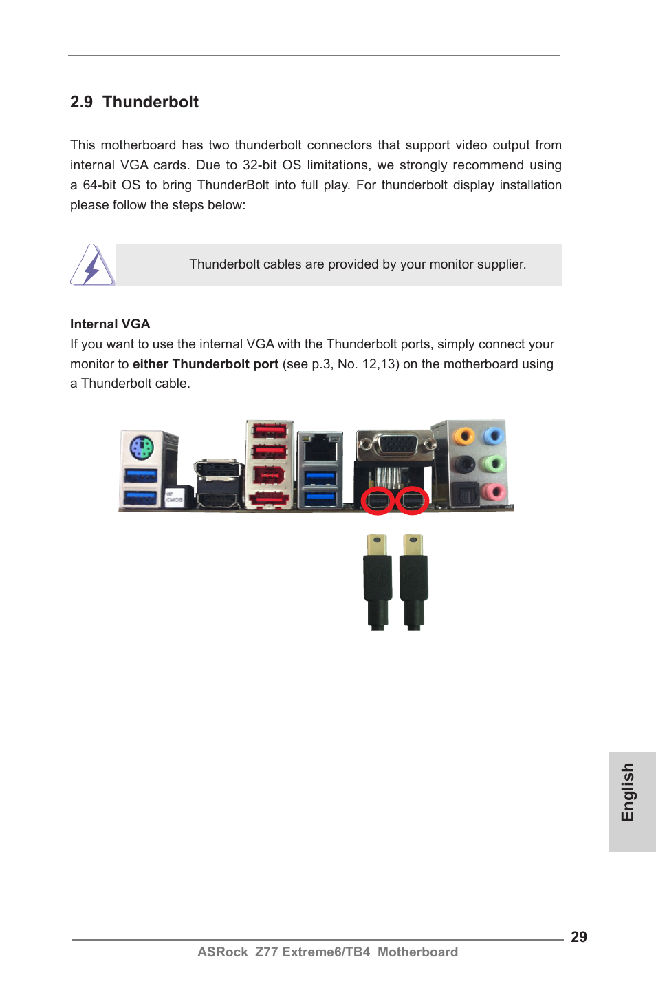 English 2.9 thunderbolt | ASRock Z77 Extreme6__TB4 User Manual | Page 29 / 206