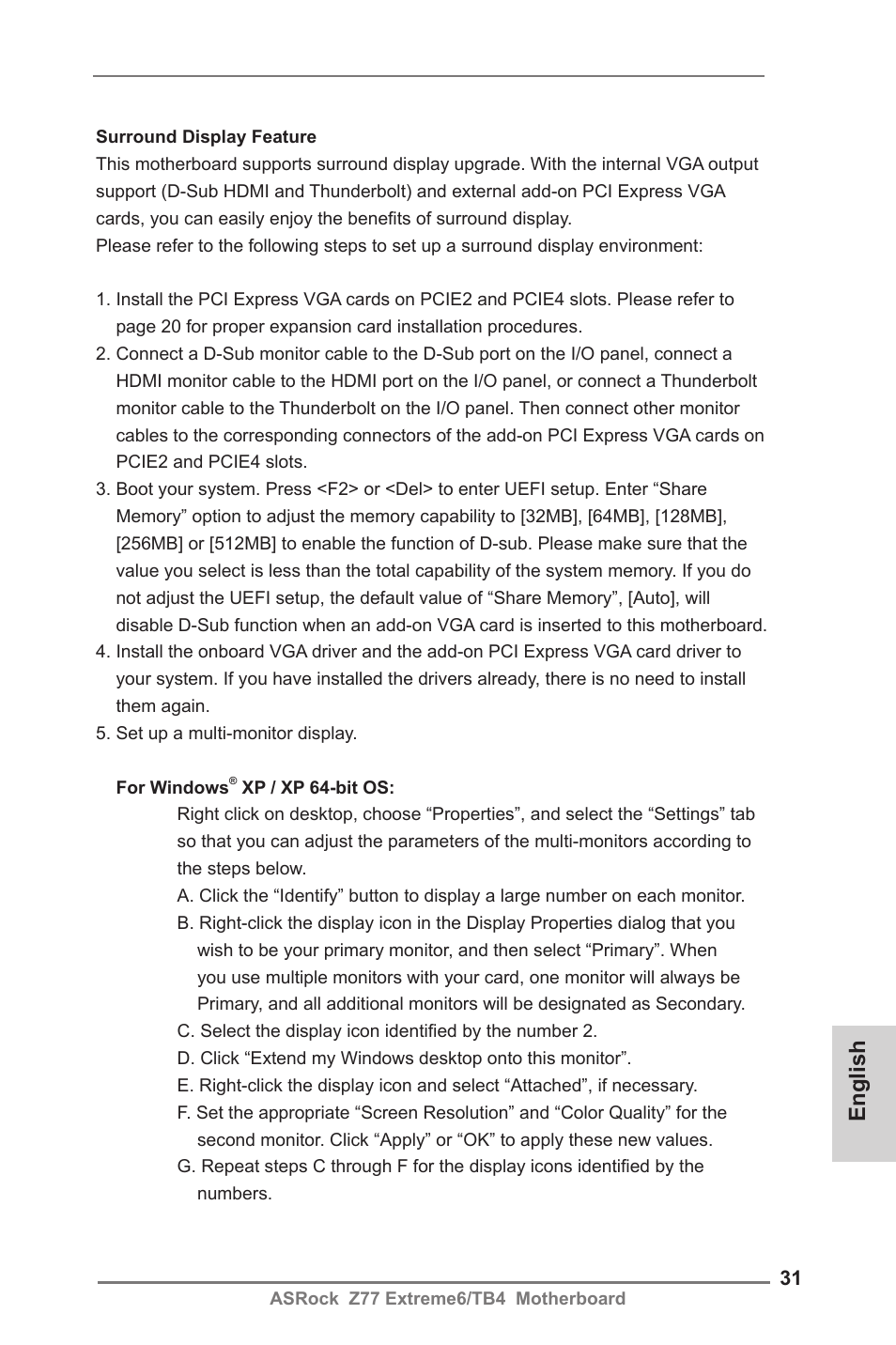 English | ASRock Z77 Extreme6__TB4 User Manual | Page 31 / 206