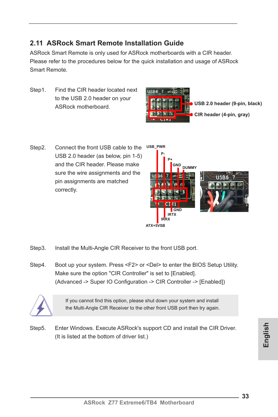 11 asrock smart remote installation guide, English | ASRock Z77 Extreme6__TB4 User Manual | Page 33 / 206