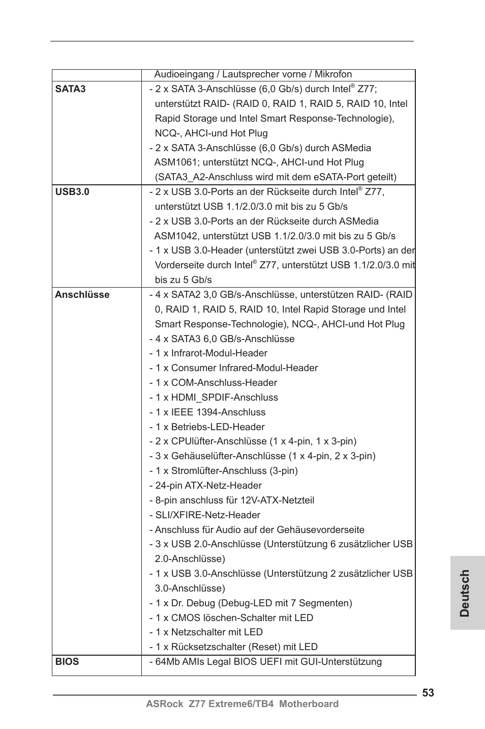 Deutsch | ASRock Z77 Extreme6__TB4 User Manual | Page 53 / 206