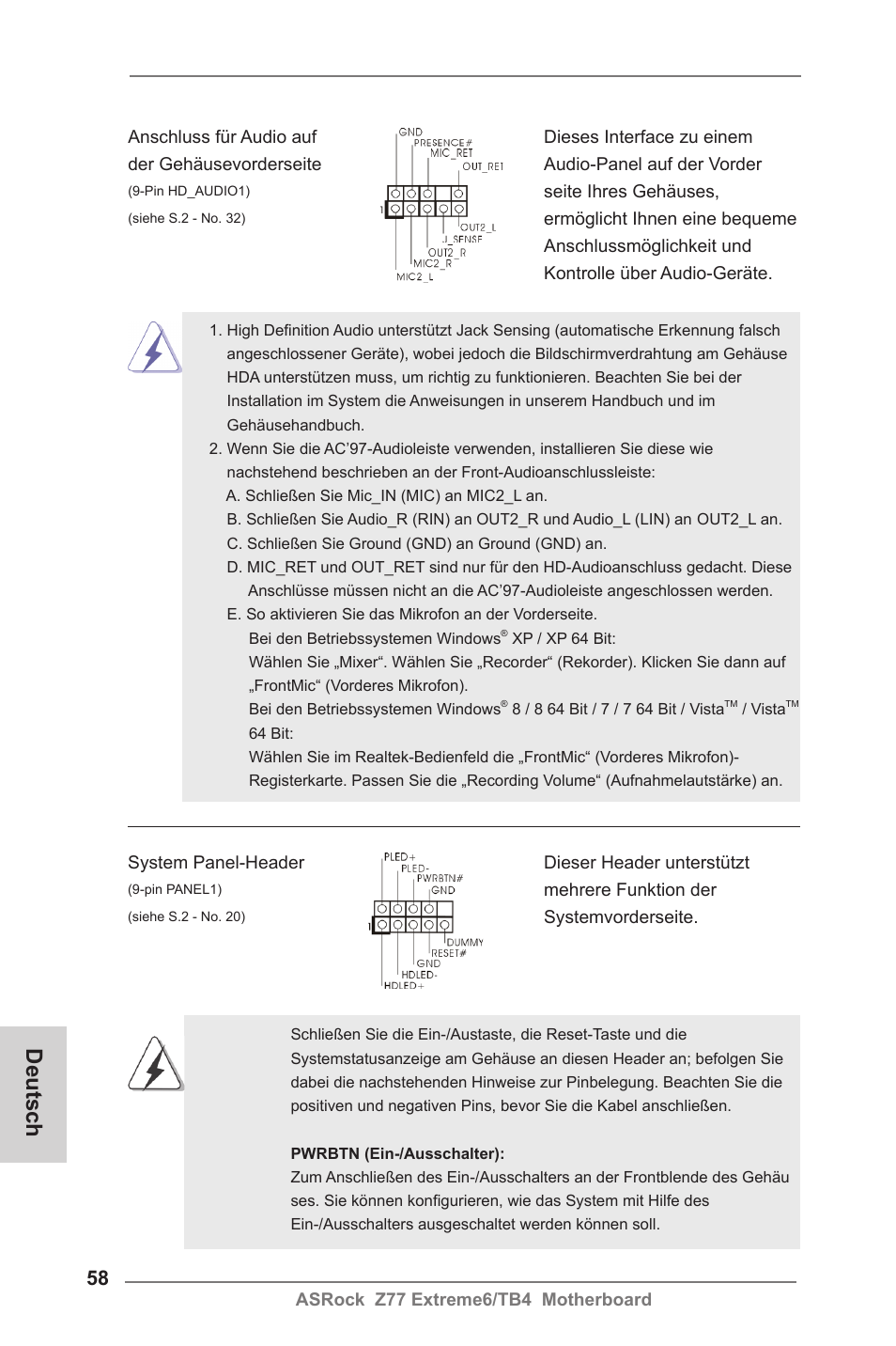 Deutsch | ASRock Z77 Extreme6__TB4 User Manual | Page 58 / 206