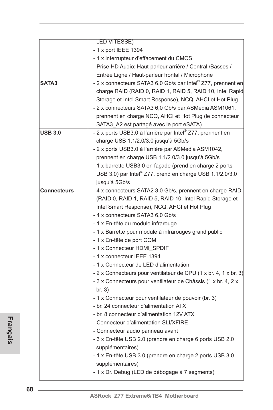 Français | ASRock Z77 Extreme6__TB4 User Manual | Page 68 / 206