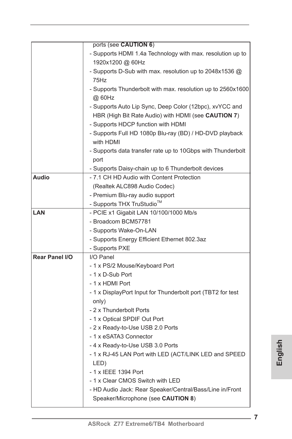 English | ASRock Z77 Extreme6__TB4 User Manual | Page 7 / 206