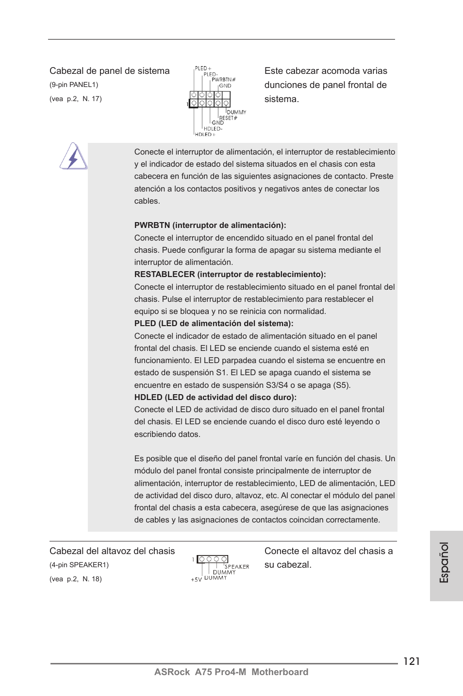Español | ASRock A75 Pro4-M User Manual | Page 121 / 260