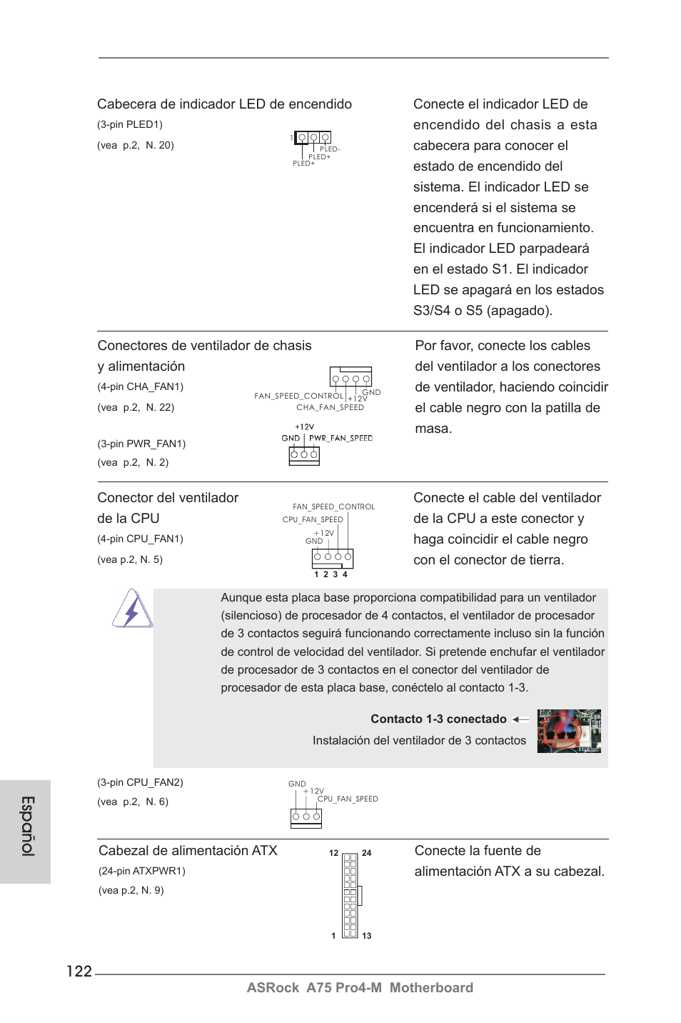 Español | ASRock A75 Pro4-M User Manual | Page 122 / 260