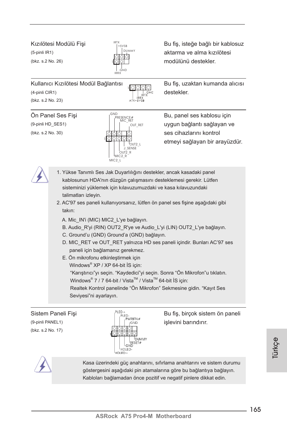 Türkçe | ASRock A75 Pro4-M User Manual | Page 165 / 260