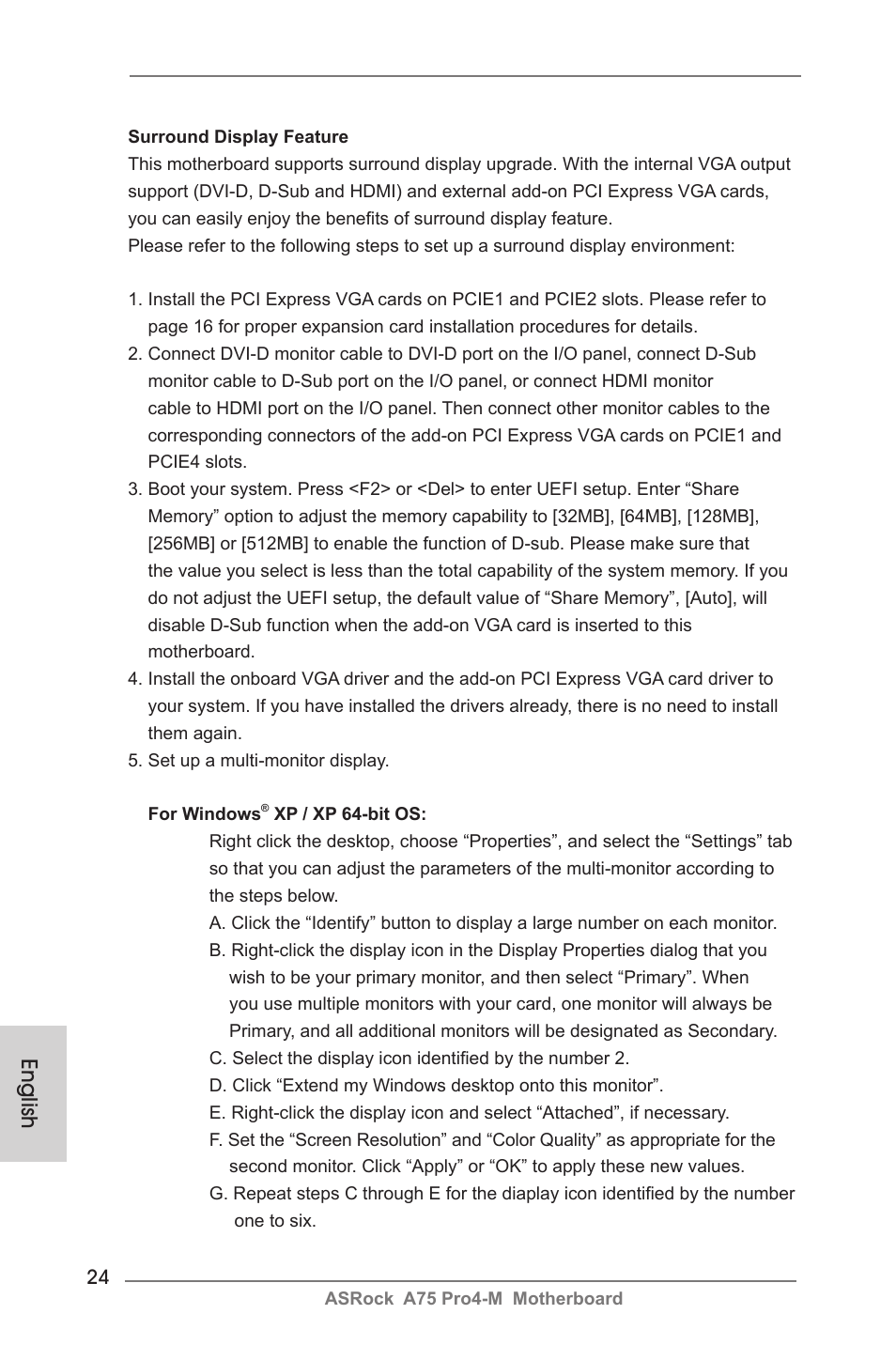 English | ASRock A75 Pro4-M User Manual | Page 24 / 260