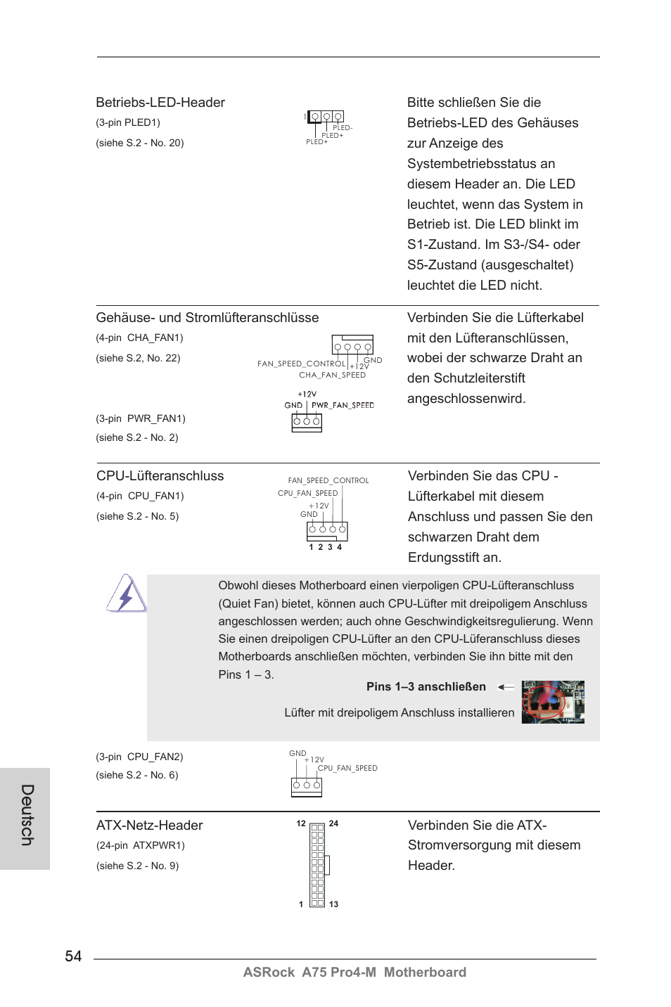 Deutsch | ASRock A75 Pro4-M User Manual | Page 54 / 260
