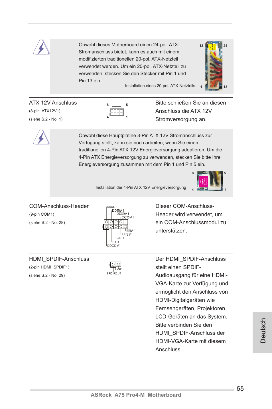 Deutsch | ASRock A75 Pro4-M User Manual | Page 55 / 260