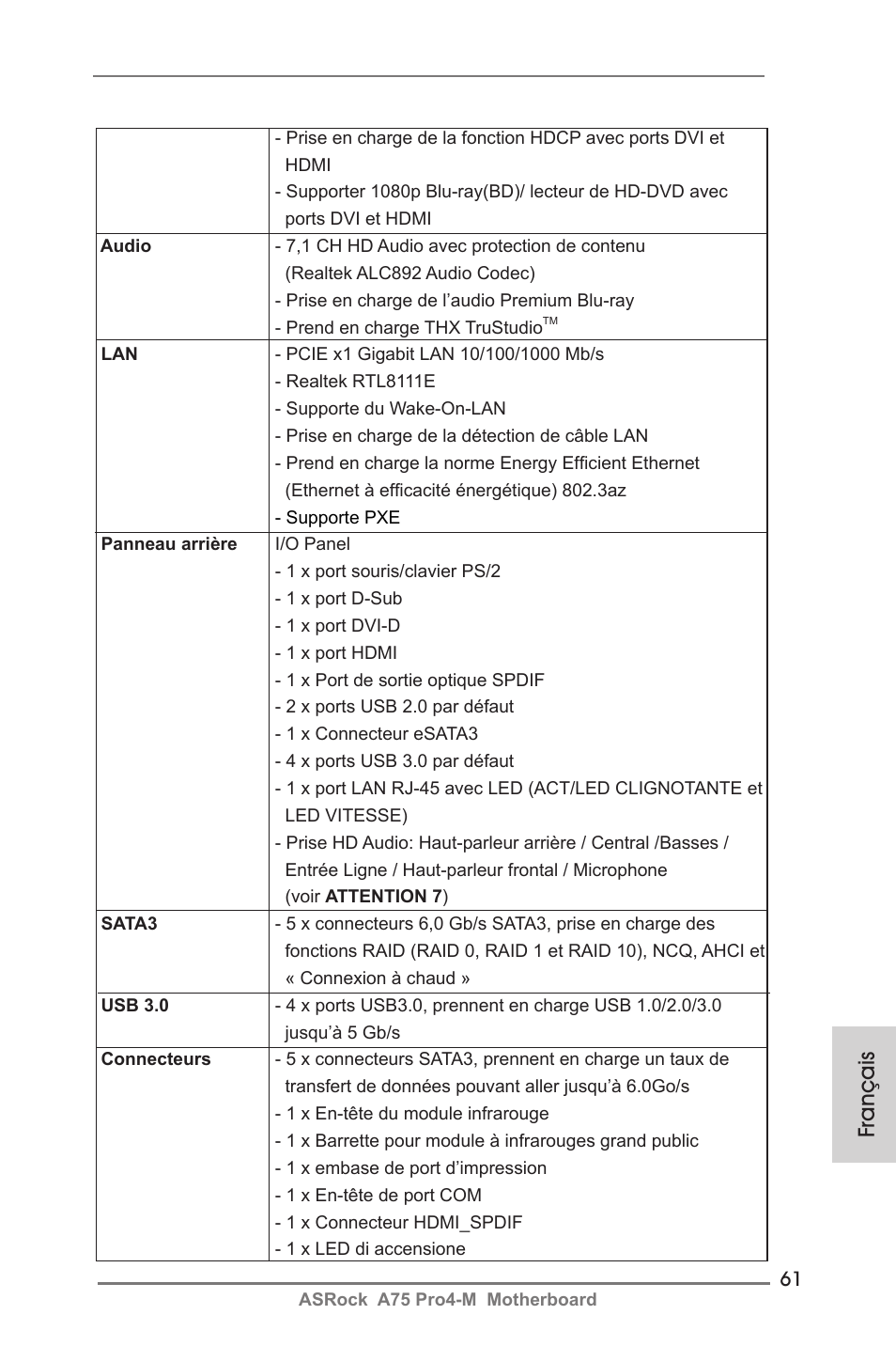 Français | ASRock A75 Pro4-M User Manual | Page 61 / 260