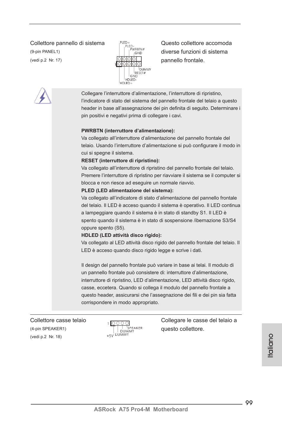 Italiano | ASRock A75 Pro4-M User Manual | Page 99 / 260