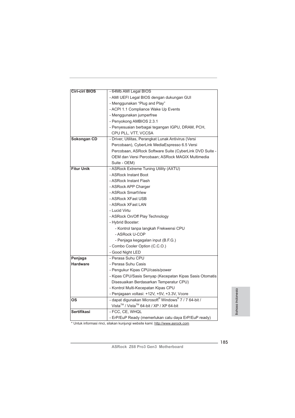 ASRock Z68 Pro3 Gen3 User Manual | Page 185 / 191