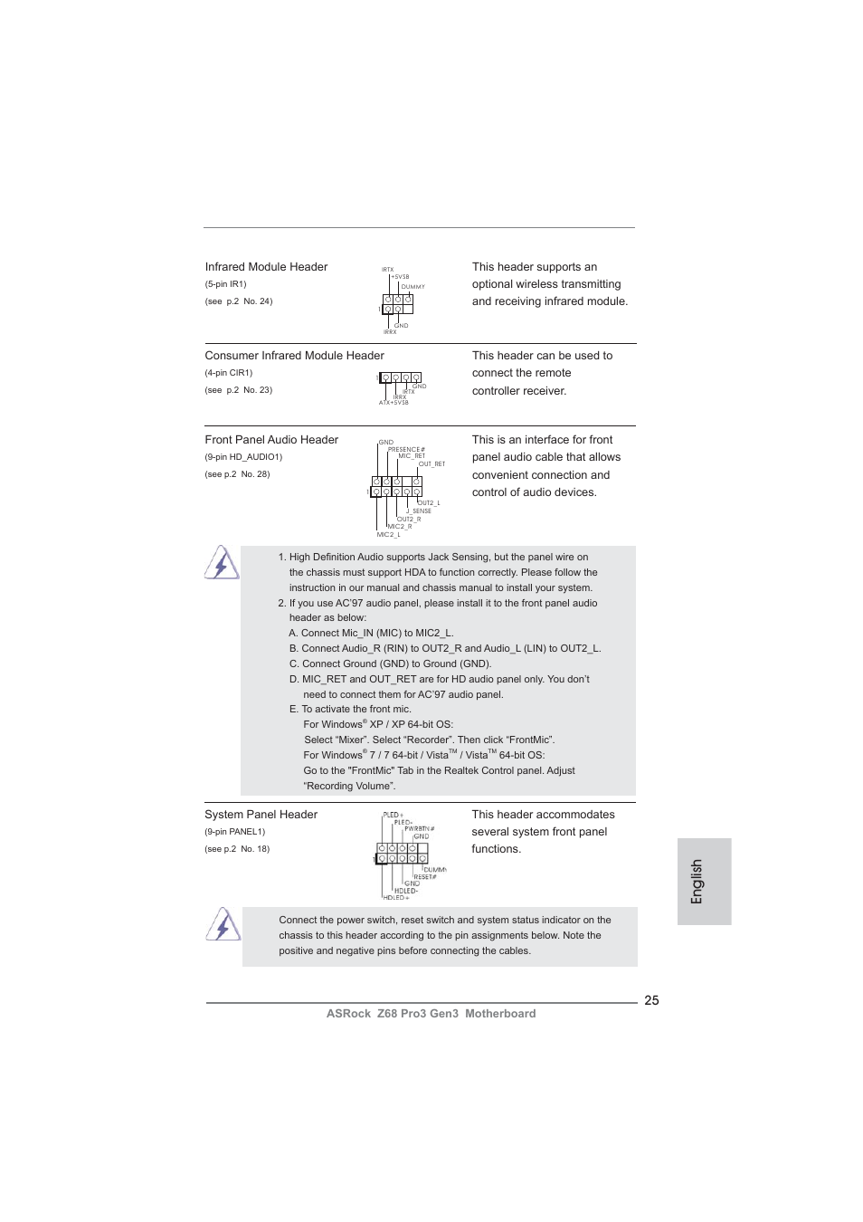 English | ASRock Z68 Pro3 Gen3 User Manual | Page 25 / 191