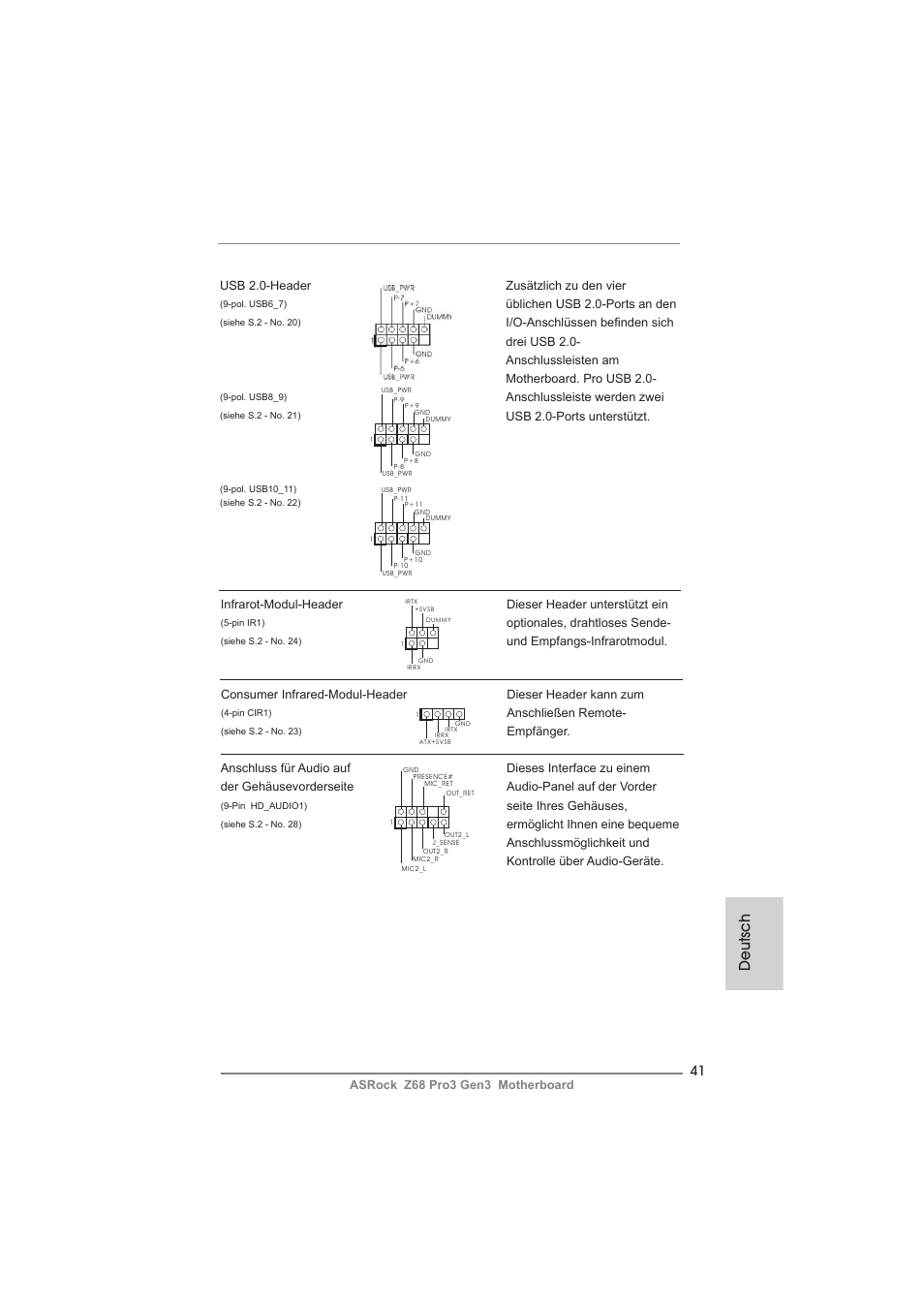 Deutsch | ASRock Z68 Pro3 Gen3 User Manual | Page 41 / 191