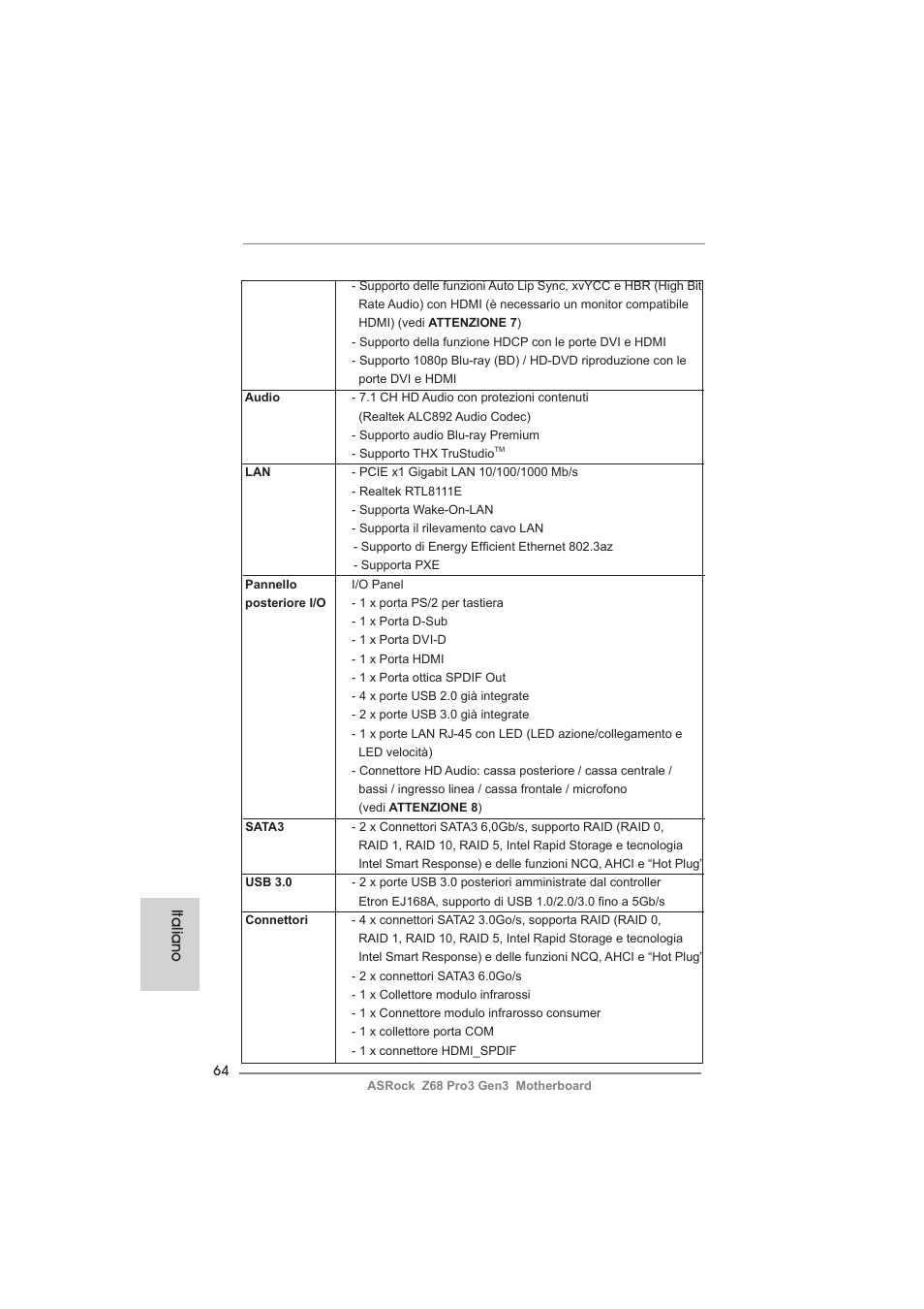 Italiano | ASRock Z68 Pro3 Gen3 User Manual | Page 64 / 191