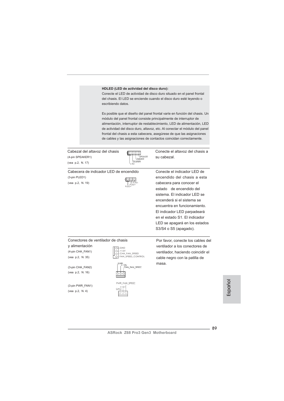 Español | ASRock Z68 Pro3 Gen3 User Manual | Page 89 / 191