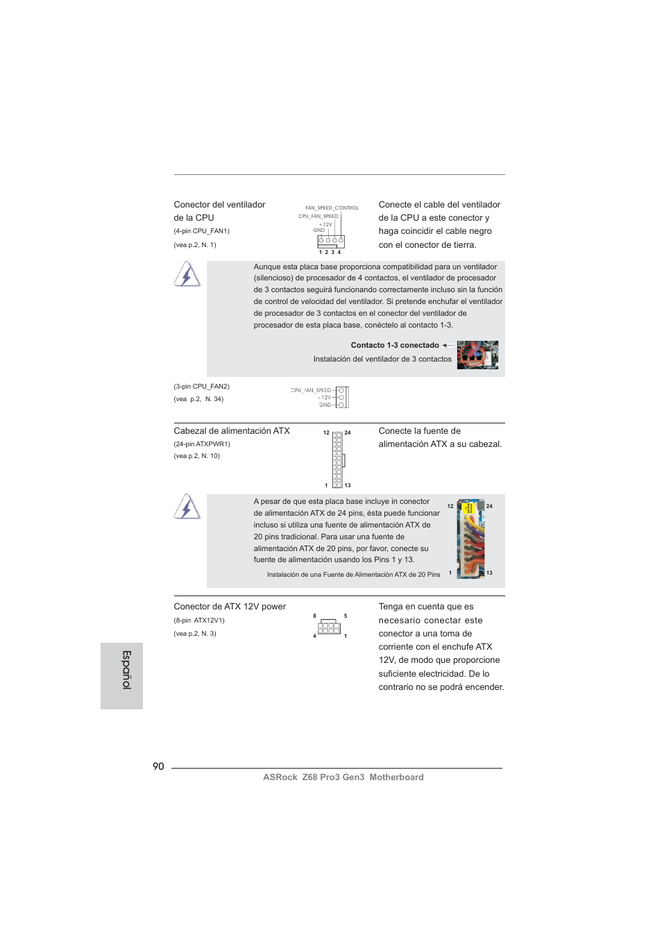 Español | ASRock Z68 Pro3 Gen3 User Manual | Page 90 / 191