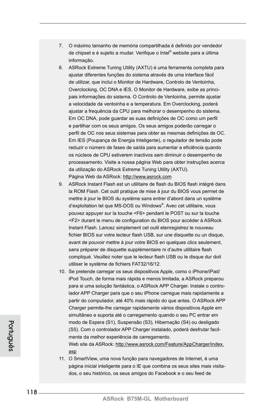 Por tuguês | ASRock B75M-GL User Manual | Page 118 / 203