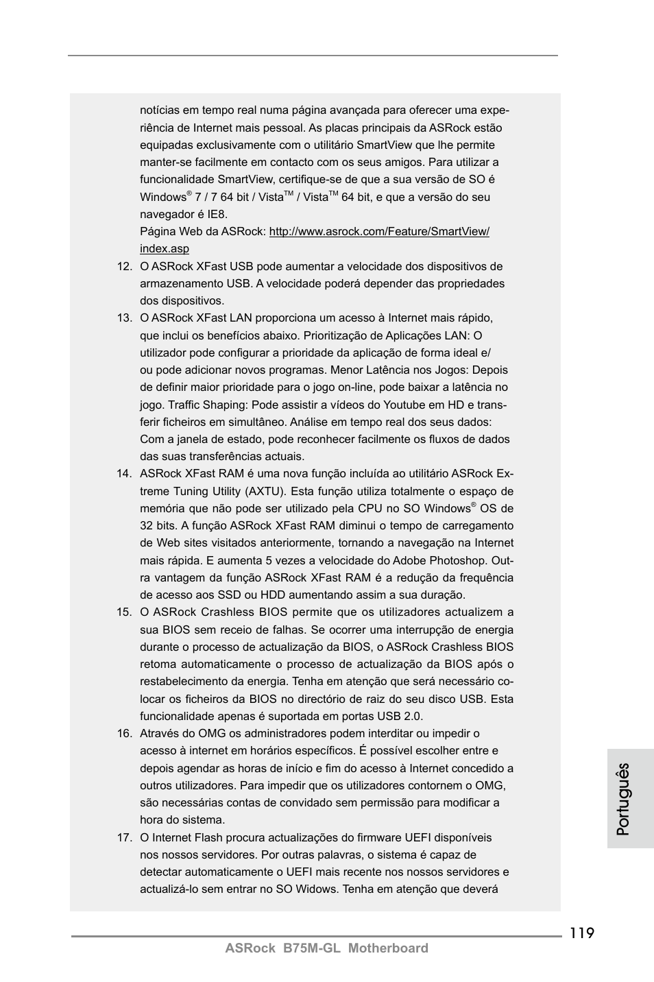 Por tuguês | ASRock B75M-GL User Manual | Page 119 / 203