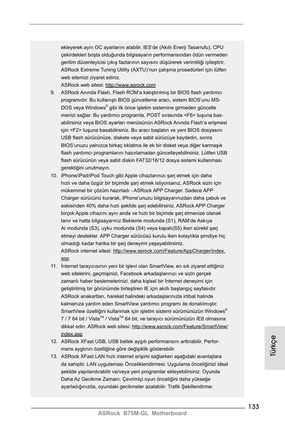 Türkçe | ASRock B75M-GL User Manual | Page 133 / 203